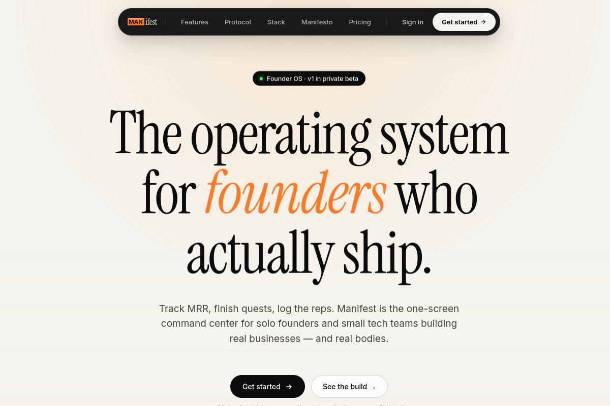 Manifest — screenshot site web